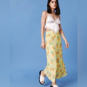 Nasty Gal Orange Printed Bias Cut Maxi Skirt